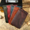 Cowhide eyeglass pouches Q8087 in Brown Red Green Blue and Coffee