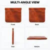 Small leather coin bag style Q8088 from front back side and bottom angles