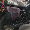 Black motor cycle saddle bags style S1002 mounted on a motorbike