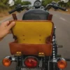 Open Brown motorcycle sissy bar bag style S1003 with compact storage compartment