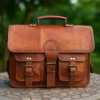 Brown sheep leather motorcycle saddle bags style S1004