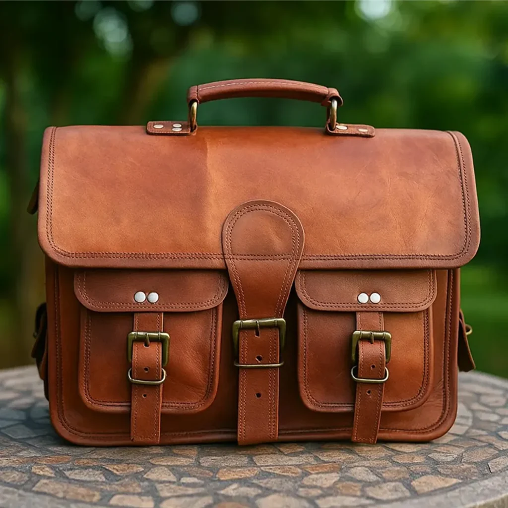 Brown sheep leather motorcycle saddle bags style S1004