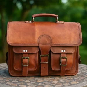 Brown sheep leather motorcycle saddle bags style S1004