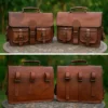 Brown wholesale leather saddlebags style S1004 front and rear construction