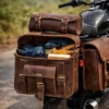 Open Coffee motorcycle saddlebag style S1005 with storage compartment