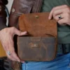 Compact Coffee Crazy Horse leather saddlebag style S1006