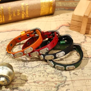 T8092 leather plate bracelets in Black Brown Red and Green