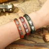 wholesale leather plate bracelets T8092 worn on wrist
