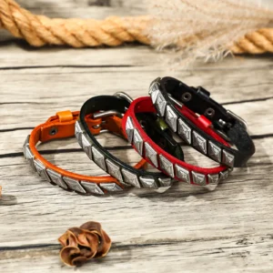 T8094 Western Leather Bracelet Four Colors western leather bracelet T8094 in black brown red and green