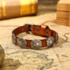 T8096 brown leather bracelet star concho display