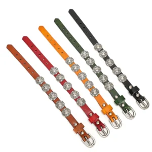 T8096 leather star bracelets in black yellow brown red and green