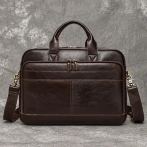 Wholesale genuine leather briefcase for 15-inch laptop OEM supplier