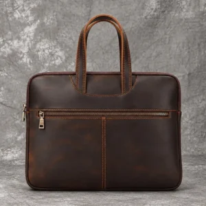 Wholesale handcrafted leather portfolio for 14-inch laptop OEM supplier