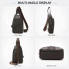 cowhide leather chest bag X9278 front side back and bottom views