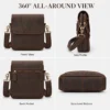 Crazy Horse leather crossbody bag D6348 front side back and bottom views