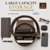small leather sling bag D6348 with two main compartments and interior pockets