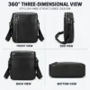 cowhide crossbody bag G8609 front side back and bottom views