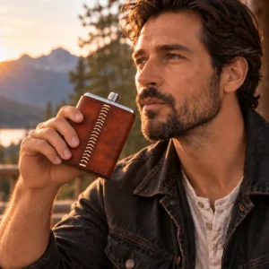 leather hip flask