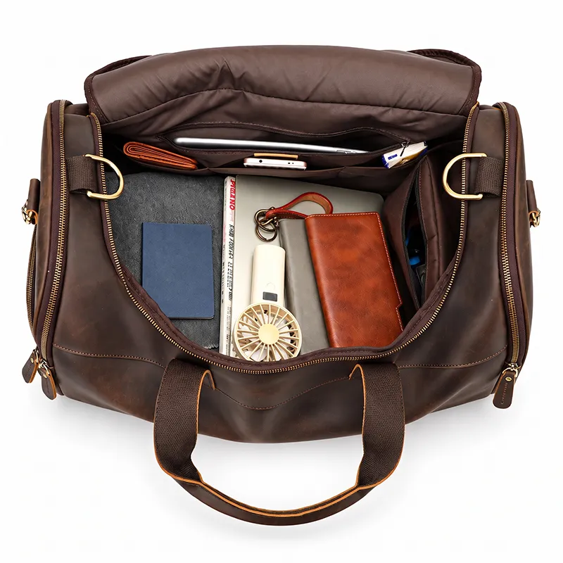 leather weekender bag capacity