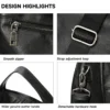 black hobo bag N7710 zipper strap handle and detachable hook details