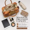 women's patchwork tote N7824 with organized interior and tablet capacity