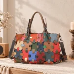 N7828 Color Block Bag color block bag style N7828 in random multicolor cowhide patchwork