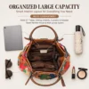 colorful leather bag N7828 with two main compartments and interior pockets