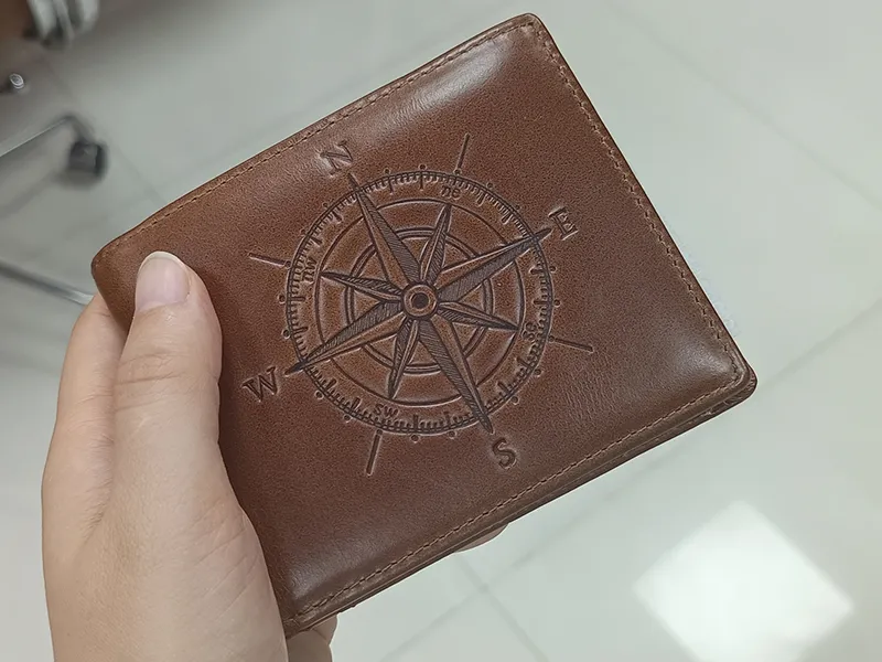 personalized trifold leather wallet