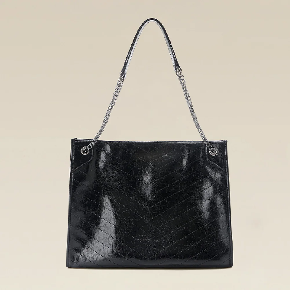 cross body bag hobo style S1008 in black cowhide