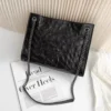 black hobo crossbody purse S1008 with chain and leather strap